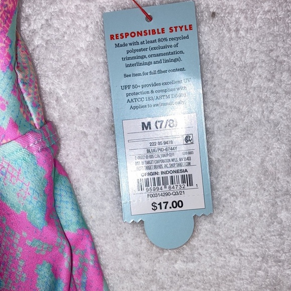 NWT cat & jack snake print side split one piece bathing suit swim suit 7/8 - Picture 4 of 5